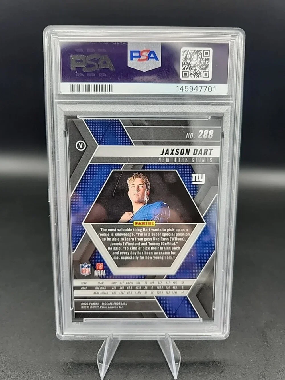 2025 Panini Mosaic #288 Jaxson Dart PSA 10